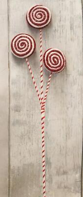 #ad Red amp; White Christmas Lollipop Candy Cane Floral Spray Ornament $13.99