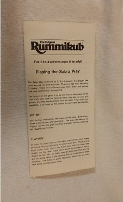 #ad Vtg Pressman RummiKub Game 1990 Replacement Part How To Play Instruction Guide $8.00
