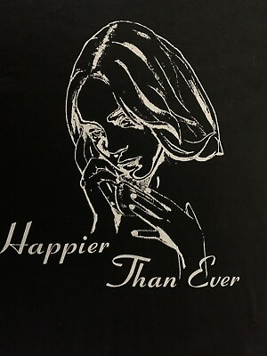 #ad Billie Eilish “Happier Than Ever” T Shirt Black Medium Song Singer Artist Music $12.99