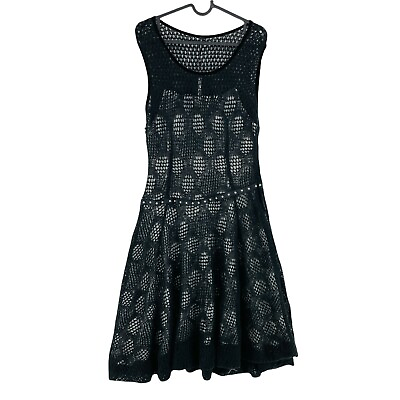 #ad RRP €319 PIANURASTUDIO Black Flared Round Neck Dress Size IT 48 EU 44 UK 16 $62.87