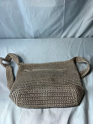#ad The Sak Womens Taupe Inner Pockets Lightweight Crochet Knit Shoulder Bag $17.99