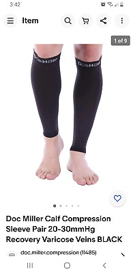 #ad 1 PAIR Black SMALL DOC MILLER CALF COMPRESSION SLEEVE NEW $14.30
