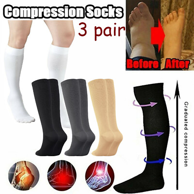 #ad Medical Athletic Travel Extra Wide Women Unisex Calf Knee High Compression Socks $17.47