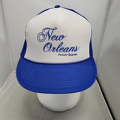 #ad Vintage Bourbon Street French Quarter New Orleans Snapback Hat Blue Trucker Cap $10.00