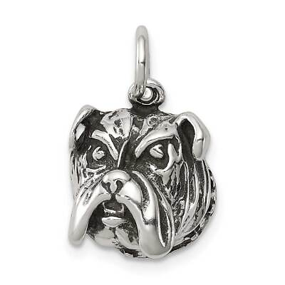 #ad Sterling Silver Antiqued Bull Dog Charm 0.6 x 0.6 in $39.00