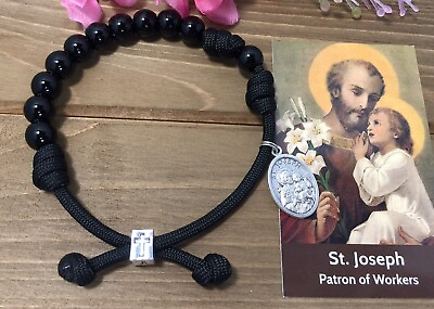 #ad Saint Joseph Paracord Rosary Bracelet Men Women Catholic rosary handmade $10.99