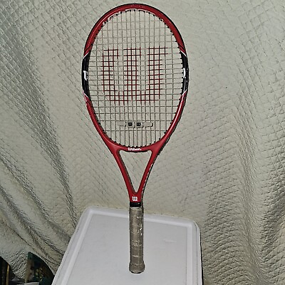 #ad Wilson Federer 100 Tennis Racquet Red White Black Roger Federer Sports Equipment $10.00