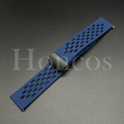 #ad 22 MM D Blue Rubber Watch Strap Fits For The Blancpain X Swatch Atlantic Ocean $13.99