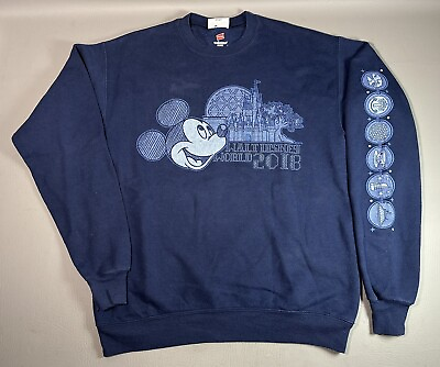 #ad Walt Disney World Parks 2018 Adult Small Navy Blue Sweatshirt Cotton Blend Rare $9.99