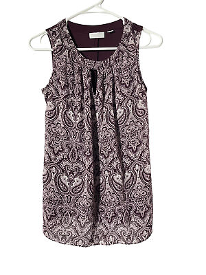 #ad New York amp; Company Womens sleeve sheer paisley keyhole blouse size Small $13.50