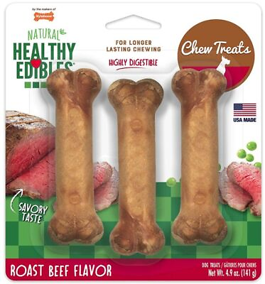 #ad Dog Nylabone Healthy Edibles Wholesome Dog Chews Roast Beef Flavor Regular $16.29
