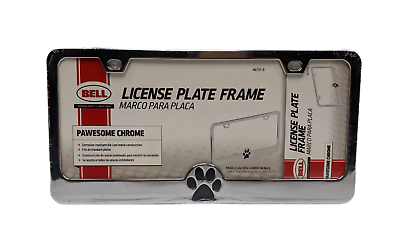 #ad Bell Dog Paw Pawesome Pet Chrome License Plate Frame 46731 8 $8.99