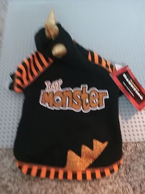 SIMPLY WAG HALLOWEEN quot;Lil Monsterquot; Black T SHIRT costume Puppy Dog Small $12.60