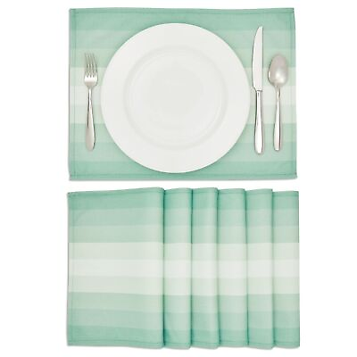 #ad 6x Green Ombre Striped Placemat Table Mat for Kitchen Dining Decoration 13x17quot; $14.89