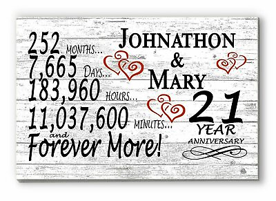 #ad 21 Year Anniversary Gift Sign Personalized 21st Wedding Anniversary Present $47.99