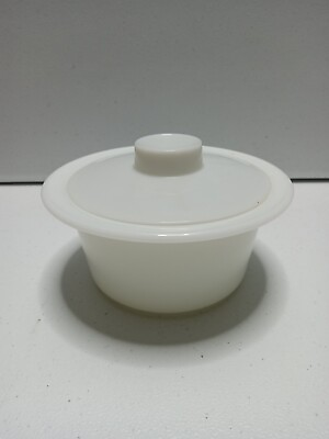 #ad Vintage Pyrex Round #75 Butter Dish Tub Server “WITH LID” Winter Frost White $19.99