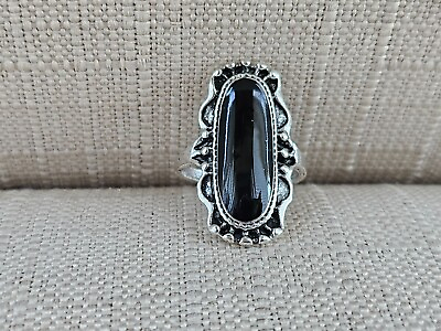 #ad Women Ring Black Silver Tone Vintage Style Fashion Ring Jewelry Size 6.5 $12.87