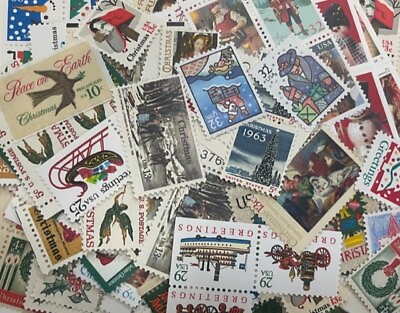 #ad US Christmas Mint Vintage Postage Stamps Lot of 25 $8.55