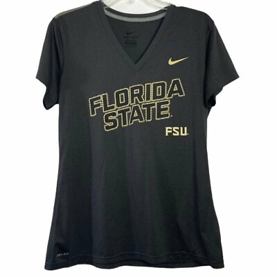 #ad Nike Dri Fit Women#x27;s Florida FSU V neck Shirt Short Sleeve Gray Size Large $19.59
