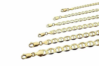 #ad 10k Solid Yellow Gold Mariner Link Chain 2mm 6mm Men#x27;s Women Necklace 7quot; 26quot; $88.50