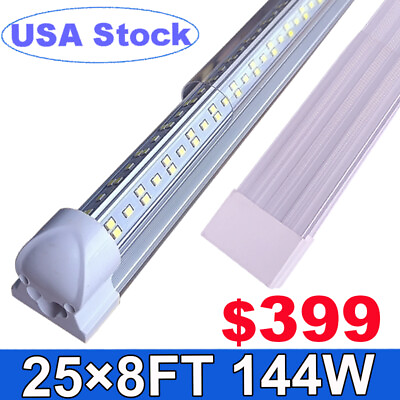 #ad 25 Pack T8 8FT LED Tube Lights 144W 8Foot LED Shop Cooler Door Light Fixture $399.28