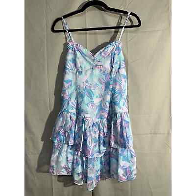 #ad Wild Fable Dress Womens Medium Blue Mini Floral Pastel Tiered V Neck $29.99