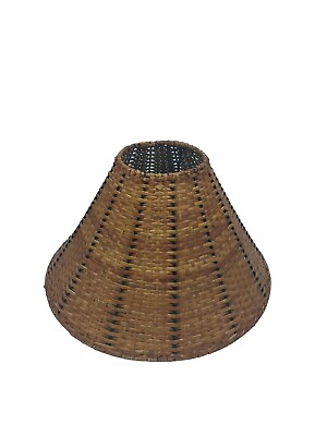 #ad Vintage Medium Bell Shaped Natural Wicker Lampshade 10quot; Tall Woven Under Bulb $54.00