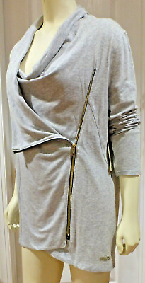 #ad SALE WARRIOR By Danica Patrick Asymetrical Full Zip Blouse Gray Various NWT $7.99