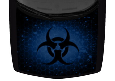 #ad Biohazard Paint Splash Hexagon Cobalt Truck Hood Wrap Vinyl Car Graphic Decal $219.99