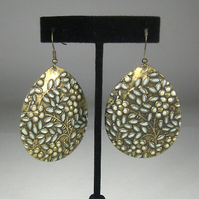 #ad Women#x27;s Earrings 2.8 inch Dangle Goldtone Fashion Teardrop Flower Statement $17.99