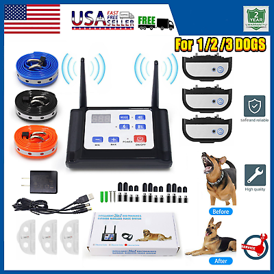 Wireless Electric Dog Fence Pet Containment System Shock Collar For 1 2 3 Dog US $91.99