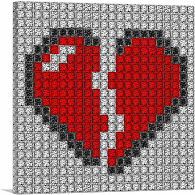 #ad ARTCANVAS Broken Heart Emoticon Love Lovers Jewel Pixel Canvas Art Print $179.99