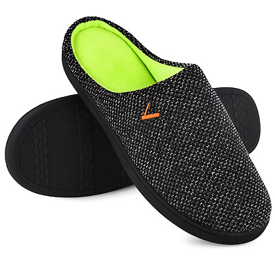 #ad Mens Memory Foam Slippers Cozy Two Tone House Shoes Slip on Clogs Indoor Outdoor $21.99