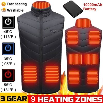 #ad Heated Vest 9 Heating Zones With 10000mAh Battery Pack Electric Heating Vest US $39.49
