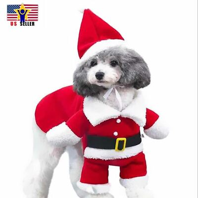 #ad Christmas Santa Claus Pet Coat Dog Cat Suit Dress Up Xmas Skirts Costume Cosplay $11.98