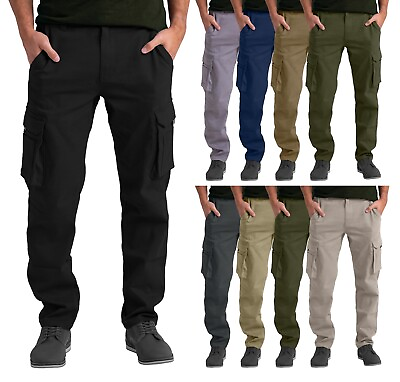 #ad Mens Cargo Trousers Relaxed Fit Work Outdoor Hiking Multi Pockets Stretch Pants $24.58