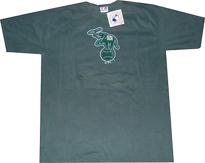 #ad Oakland Athletics Throwback Pigment Dyed Majestic Dark Green Shirt New tags $9.95