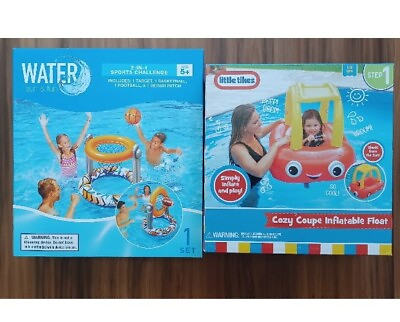#ad 2 Pack Little Tikes Cozy Coupe Inflatable Pool Float WATER SUN amp; FUN 2 In 1 $35.00
