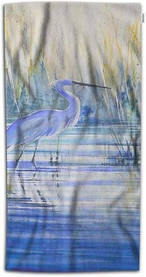 #ad Moslion Heron Hand Towels 30Lx15W Inch Watercolor Blue Inch A13 $24.38