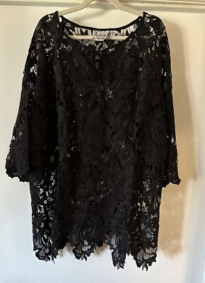 #ad Linea By Louis Dell’Olio Lace Top Black Size 3X NEW $22.99
