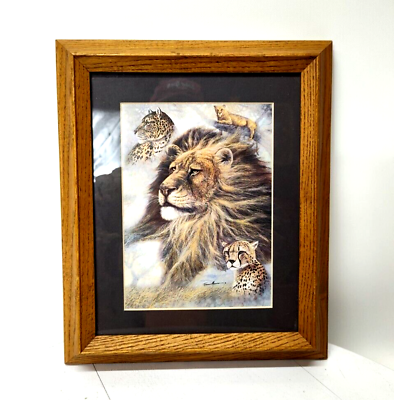 #ad Lion Picture Leopard Safari Animal Ruane Manning Matted Framed 8x10 $34.87
