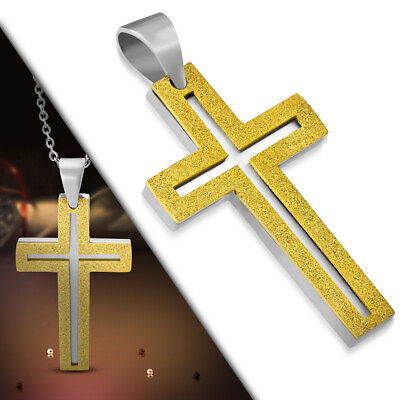 #ad Cross Pendant With Stainless Steel Chain #105 With A FREE Stone Cross Pendant $9.95