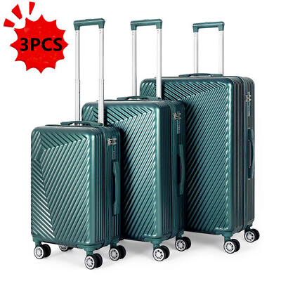 #ad 3 Piece Luggage Set Suitcase Spinner Hardshell Lightweight W TSA Lock 20quot;24quot;28quot; $82.90