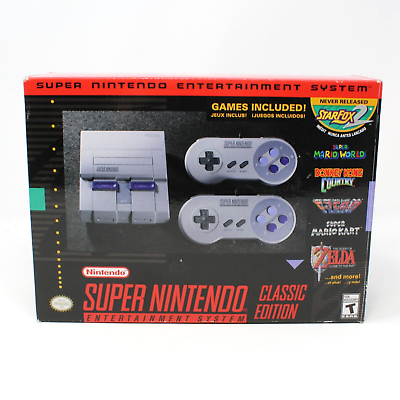 #ad Super Nintendo Entertainment System Classic Edition SNES Compete in Box Tested $119.99