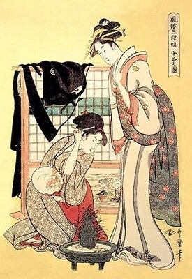 #ad Middle Class Mother and Daughter by Utamaro Art Print $285.99
