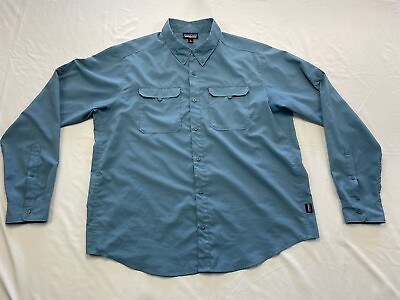 #ad Patagonia Mens Shirt XL Blue Self Guided Hike Shirt Recycled Polyester Excellent $29.95