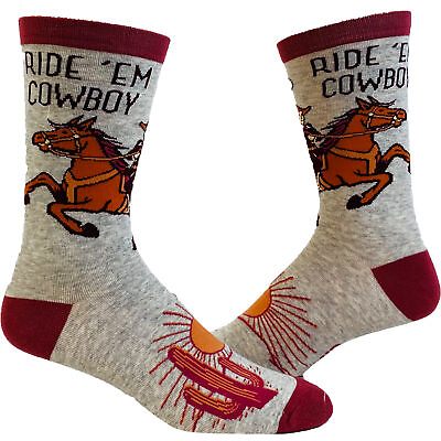 #ad Men#x27;s Ride Em Cowboy Socks Funny Horseback Riding Desert Sun Novelty Western $5.00