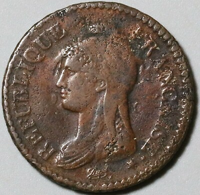 #ad 1799 BB France Un Decime 10 Centimes L#x27;an 8 Consulat Strasbourg Coin 23121007R $25.00