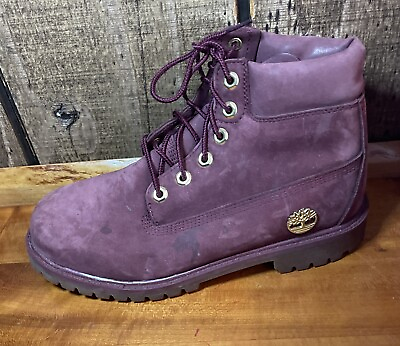 #ad Timberland Woman’s Burgundy Waterproof Lace Up Leather Suede Boots Sz 6 $29.99