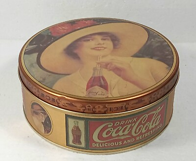 #ad The Tin Box Company VTG 1988 Coca Cola Tin With Lady Drinking Coca Cola Bottle $6.80
